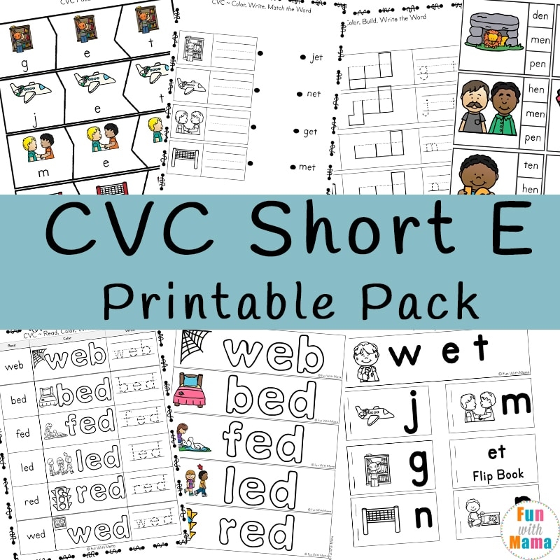 CVC Short E Words Worksheets Fun With Mama CVC Short E Words Worksheets Fun With Mama