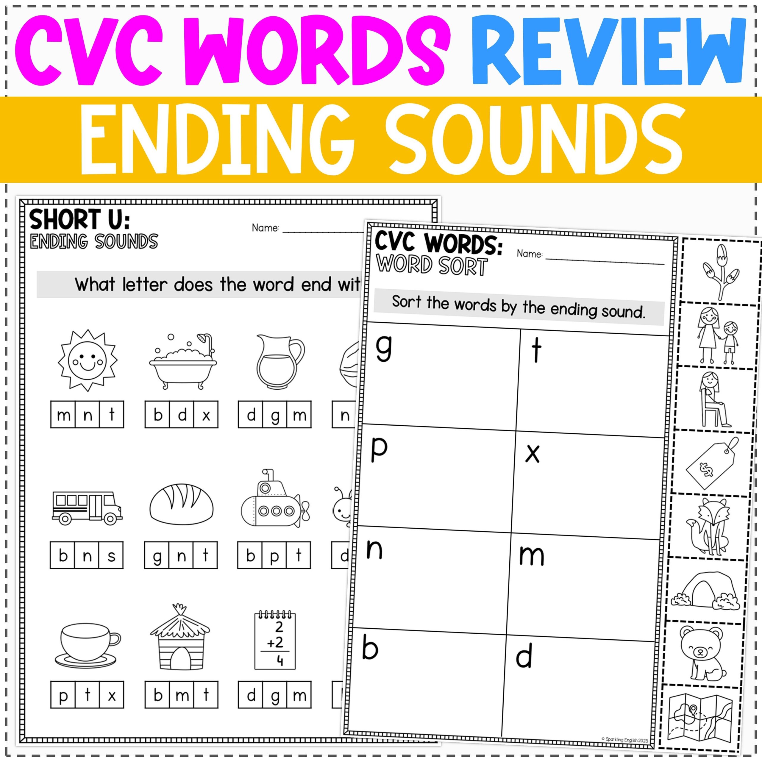 Word Ending Worksheets For Kindergarten Word Ending Worksheets For Kindergarten