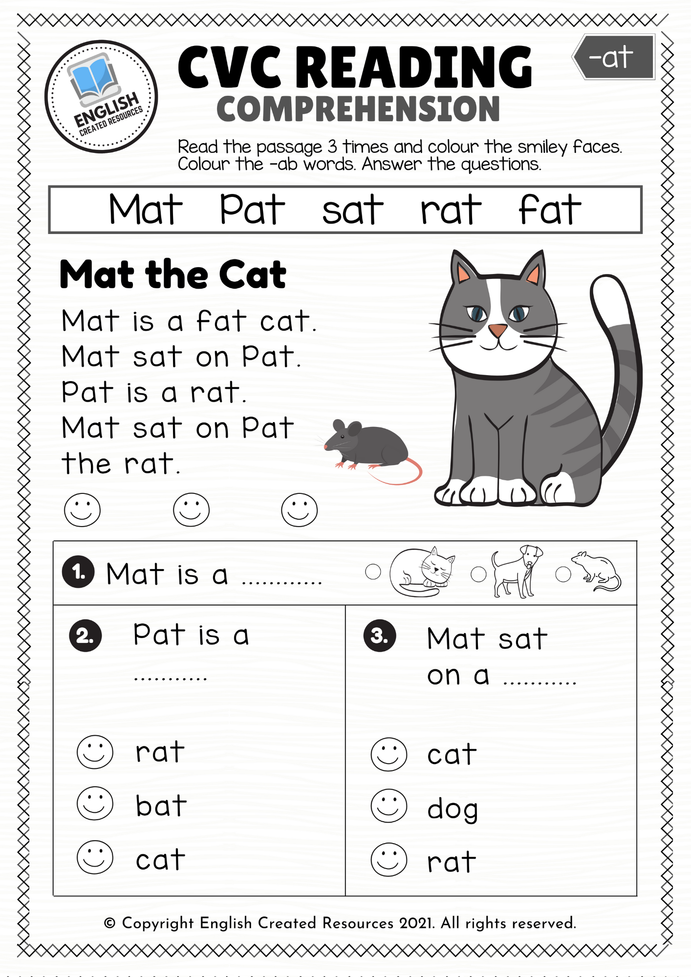 CVC Words Reading Comprehension English Created Resources CVC Words Reading Comprehension English Created Resources