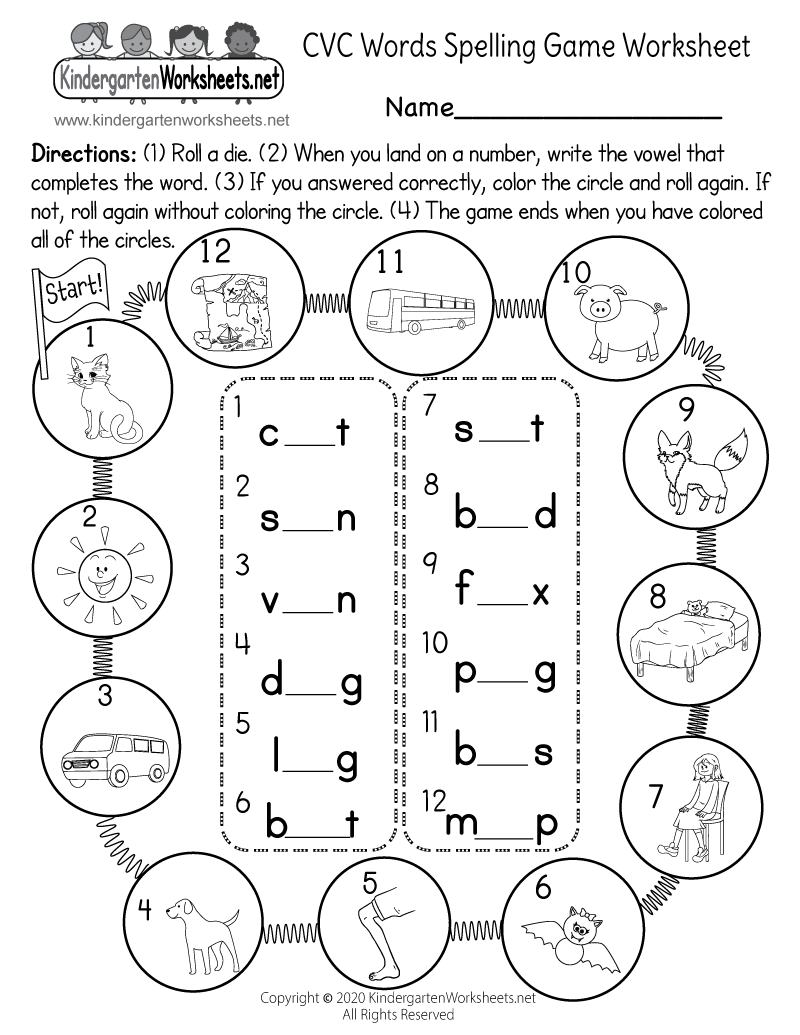 CVC Words Spelling Game Worksheet Free Printable Digital PDF CVC Words Spelling Game Worksheet Free Printable Digital PDF