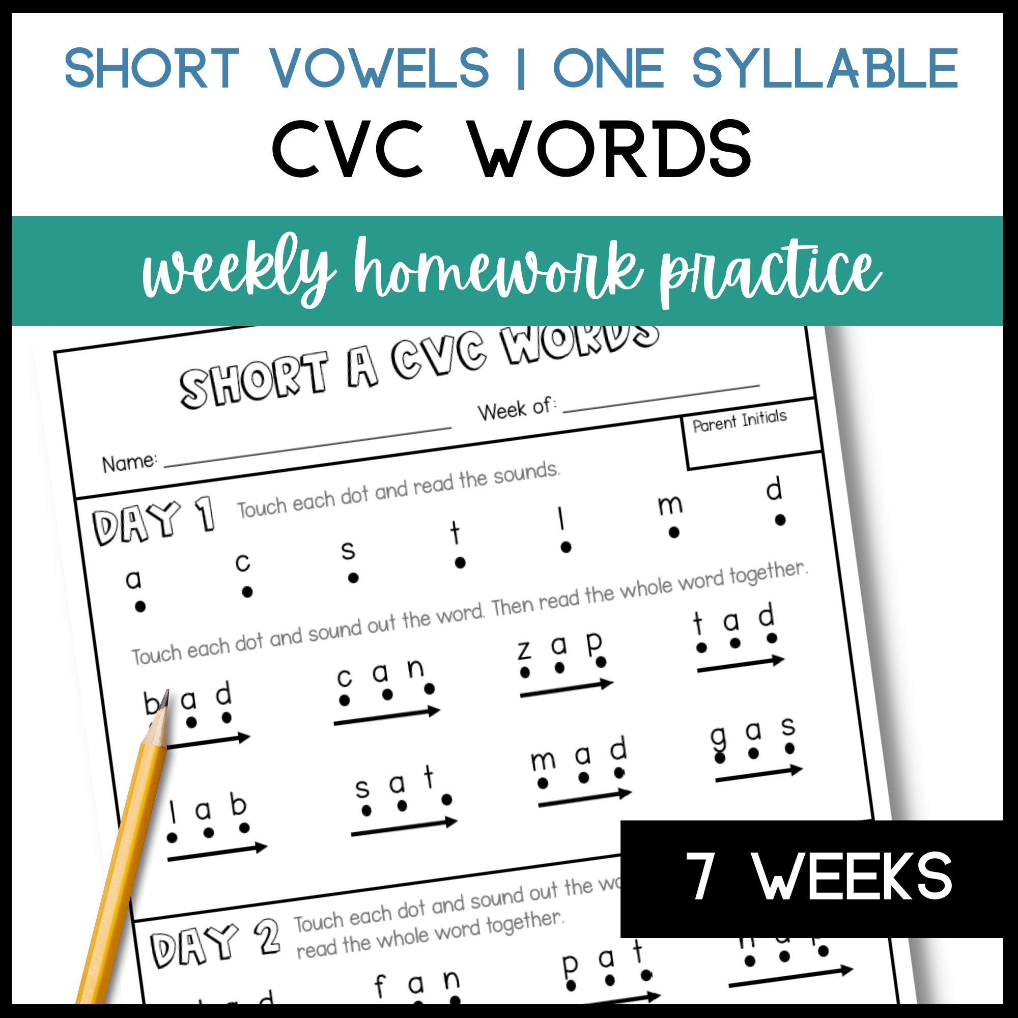 CVC Words Worksheet Decoding CVC Words With Short Vowels 