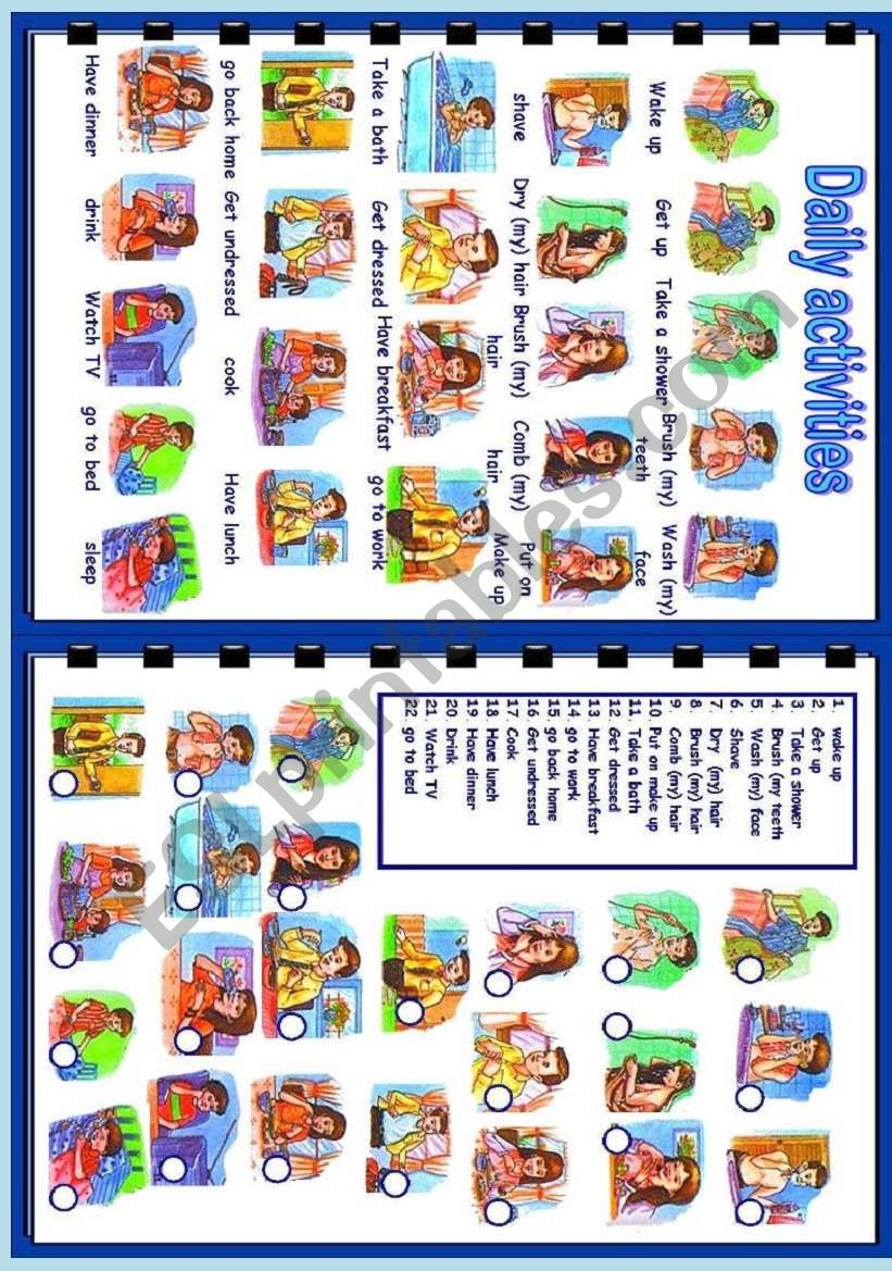 Daily Activities ESL Worksheet By Vanda51