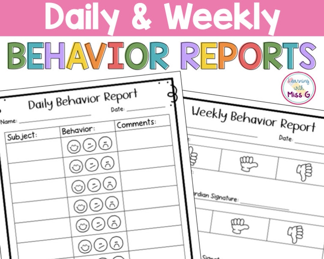 Printable Preschool Behavior Report