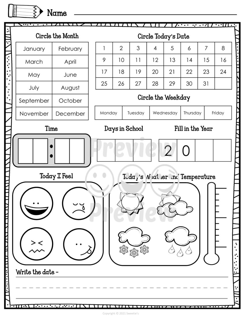 Daily Calendar Journal Worksheets Library