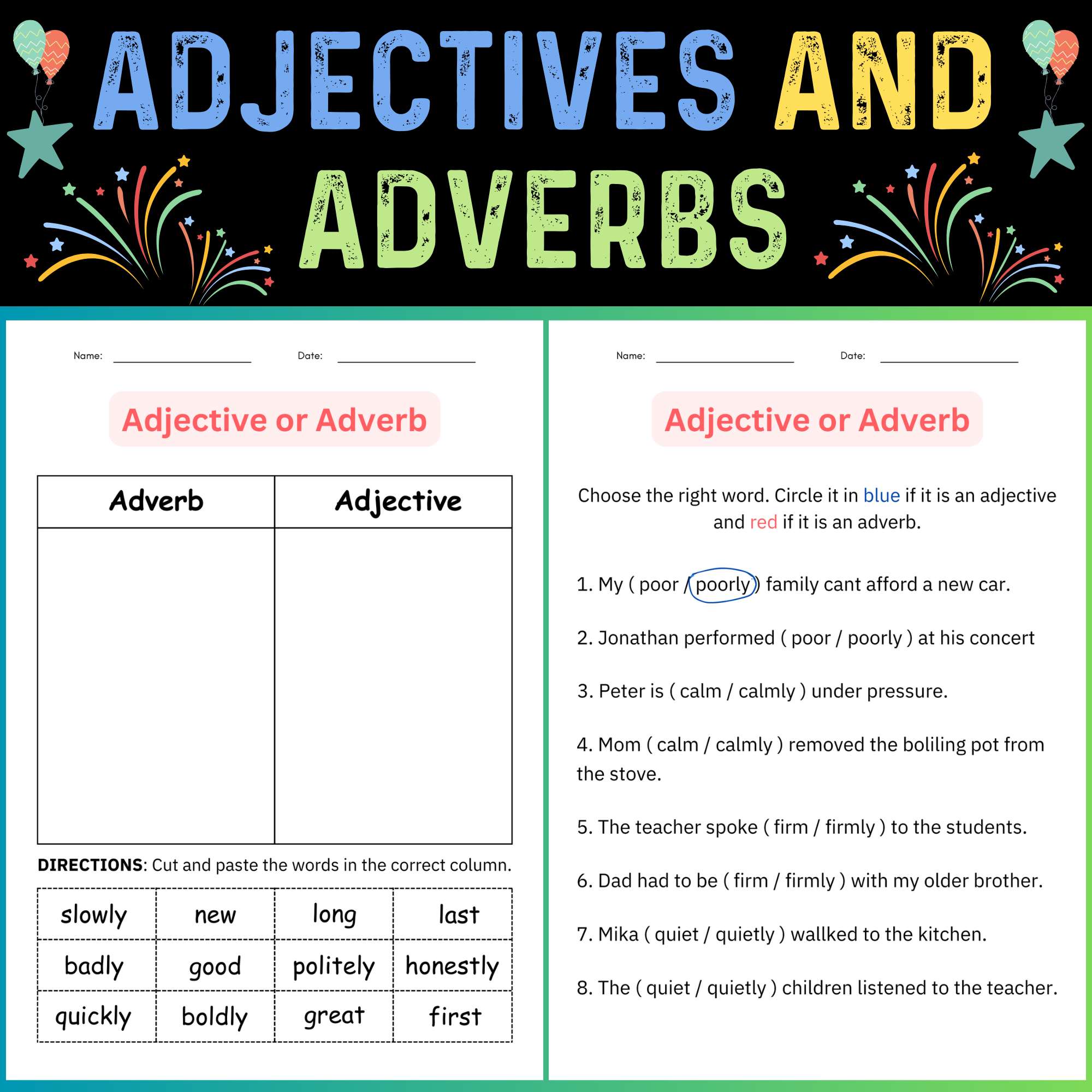 Daily Grammar Activities Adjectives Adverbs Worksheets 3rd 4th 5th Grade Made By Teachers