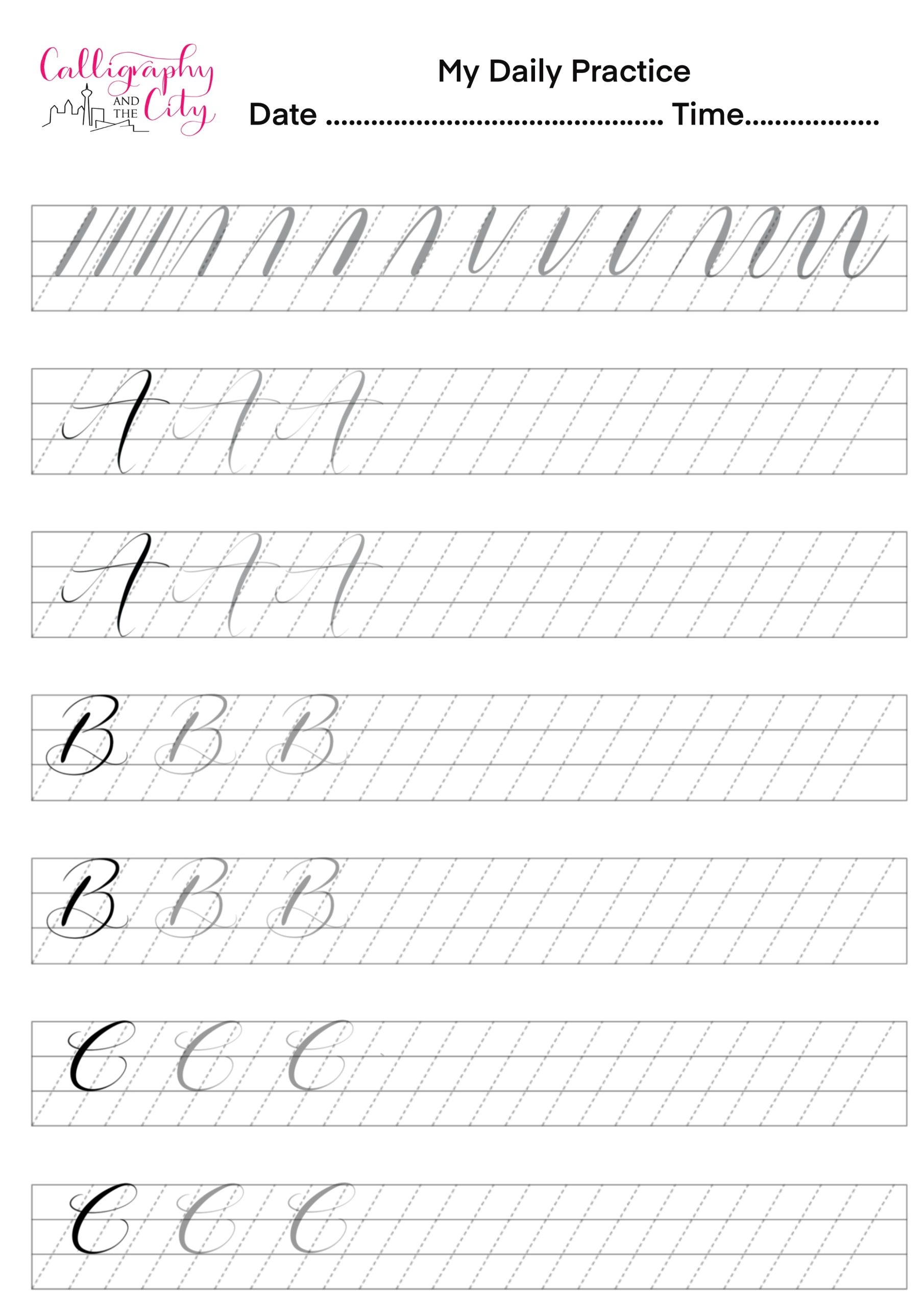 Daily Practice Sheets Complete Calligraphy And The City