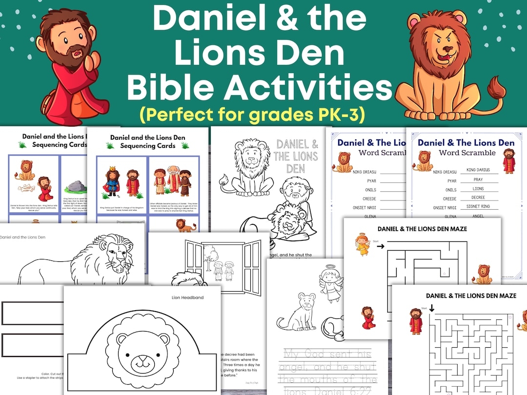 Daniel And The Lions Den Bible Story Daniel And The Lions Den Activities And Games Craft Kids Bible Class Sunday School Lesson Plans Etsy