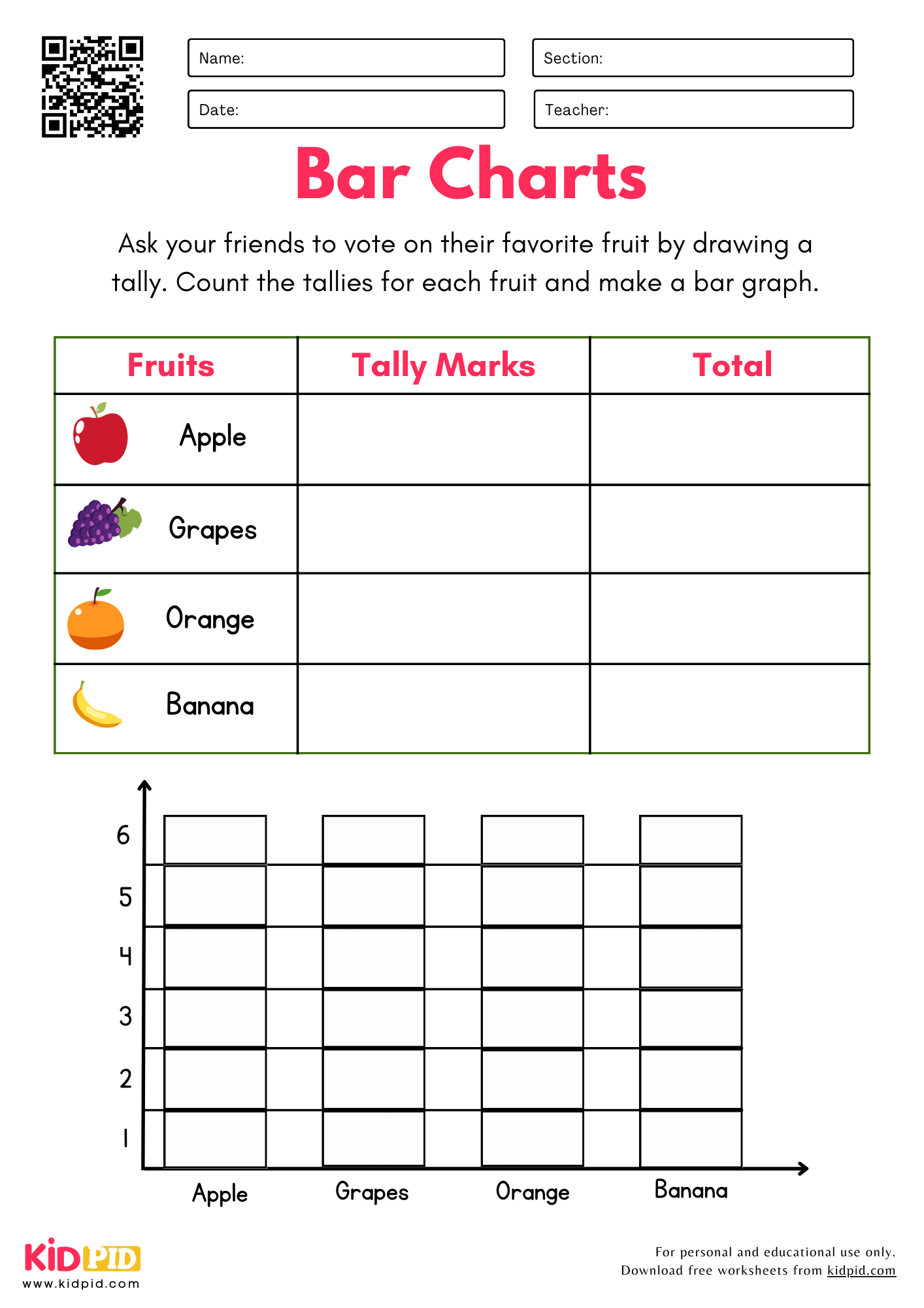 Data Collection U0026 Bar Chart Worksheets For Grade 1 Kidpid Data Collection U0026 Bar Chart Worksheets For Grade 1 Kidpid