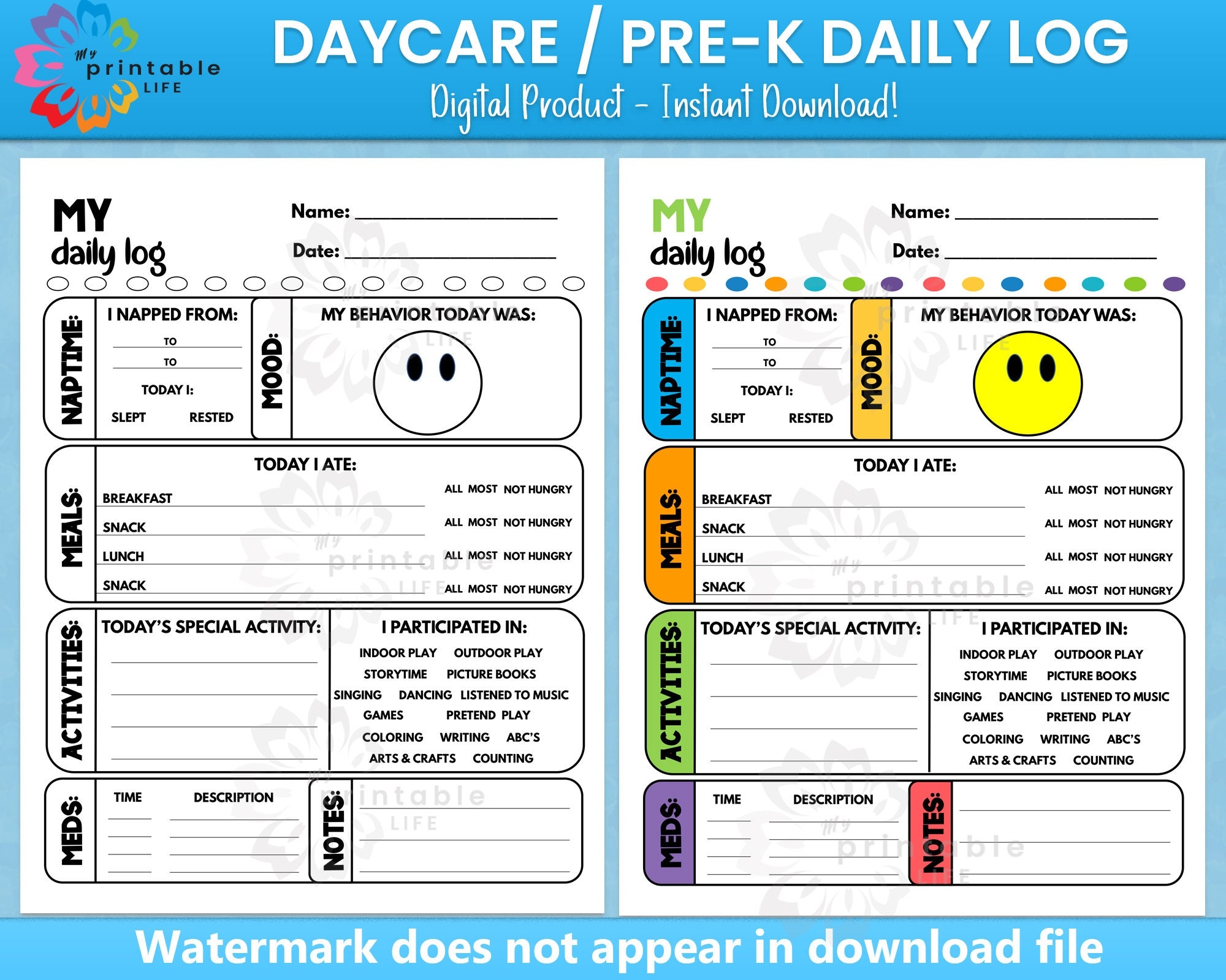 Free Printable Preschool Daily Behavior Report