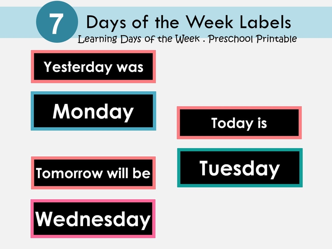 Days And Months Printable Days Of The Week Labels Days Of The 