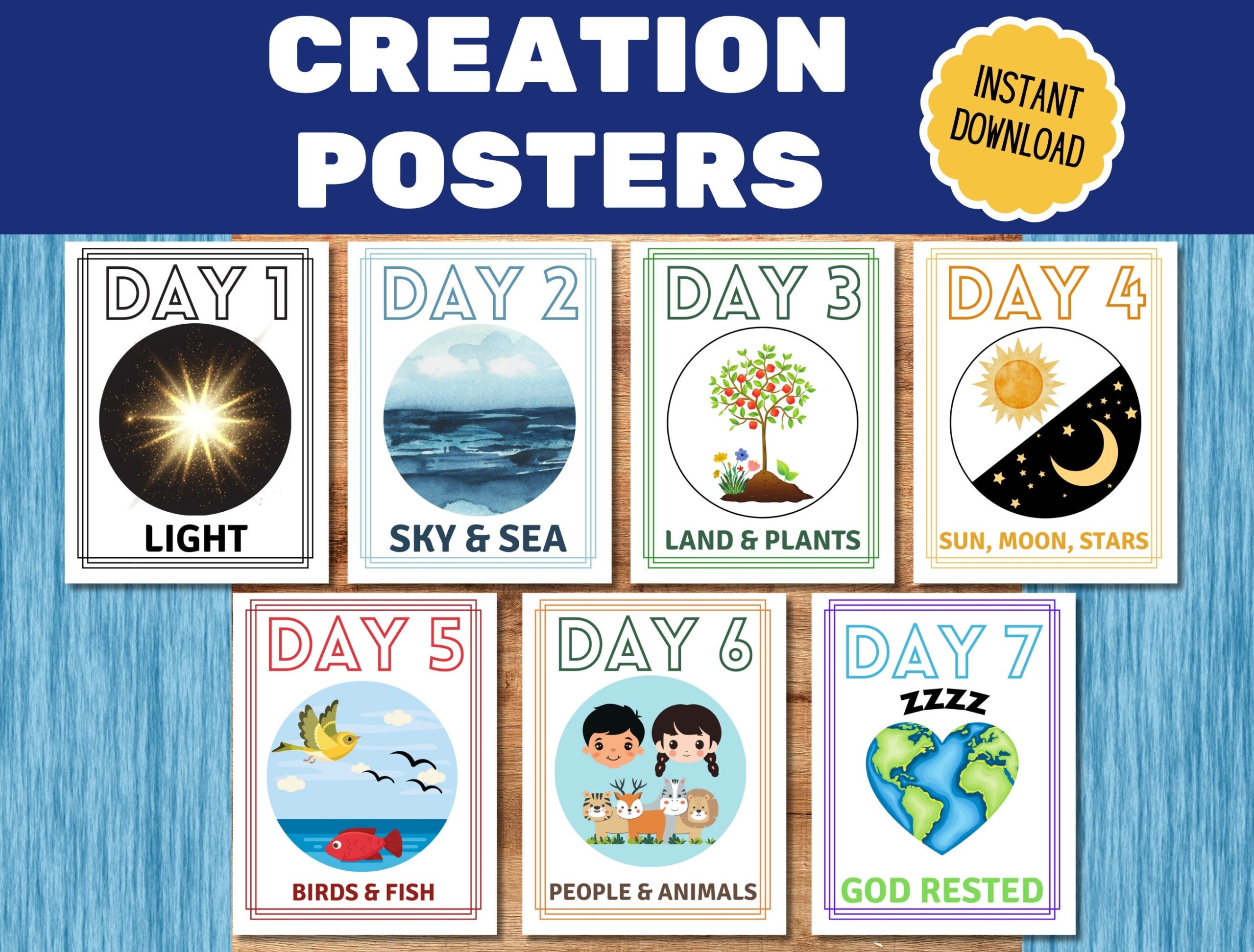 Days Of Creation Posters And Bible Coloring Pages 7 Days Of Days Of Creation Posters And Bible Coloring Pages 7 Days Of