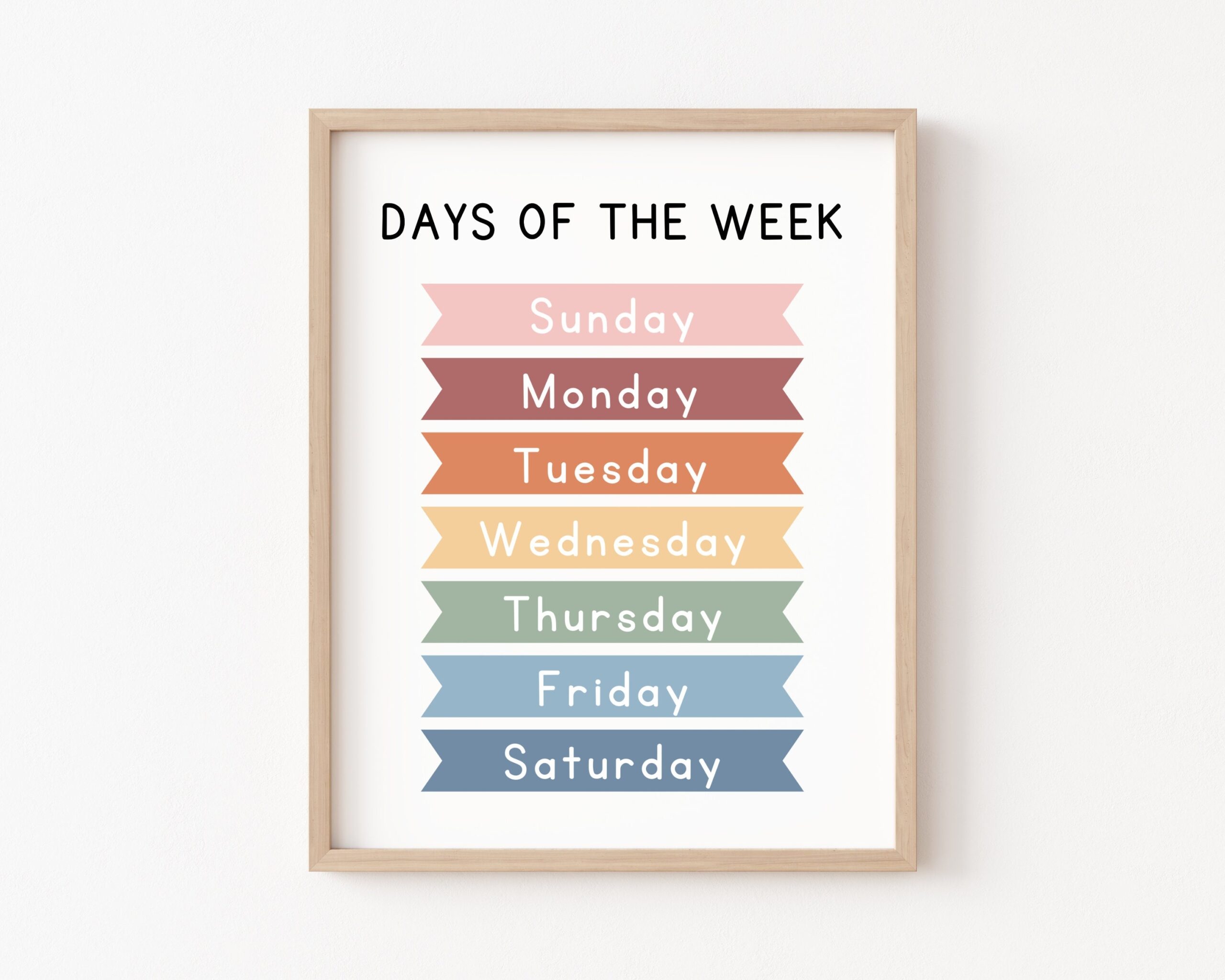 Days Of The Week Printable Educational Posters Montessori 