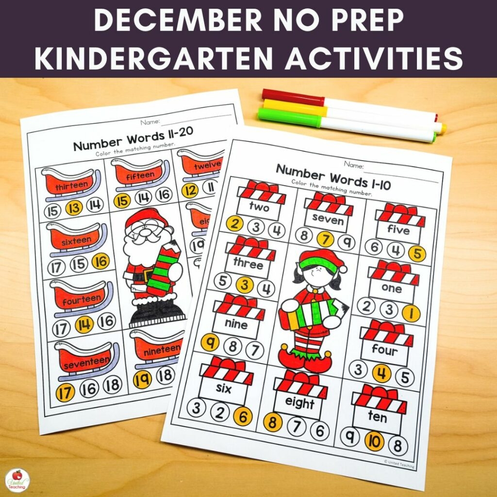 December Worksheets For Kindergarten Fun And Easy To Use Christmas Activities United Teaching