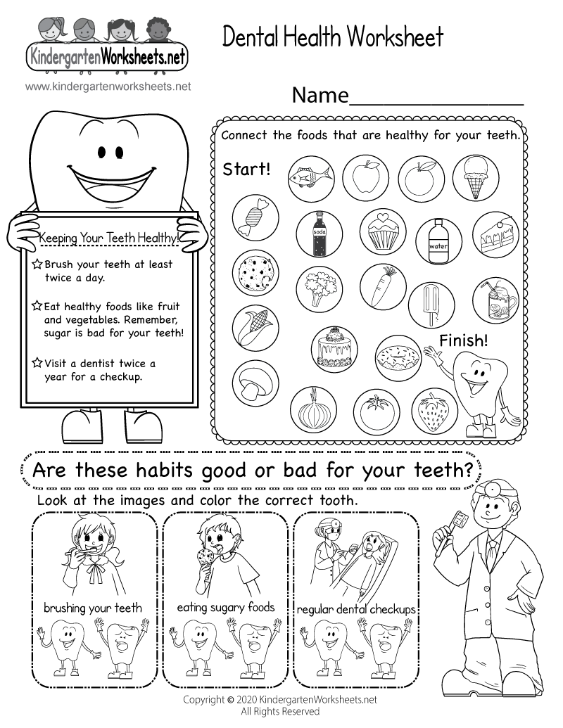 Dental Health Worksheet Free Printable Digital PDF
