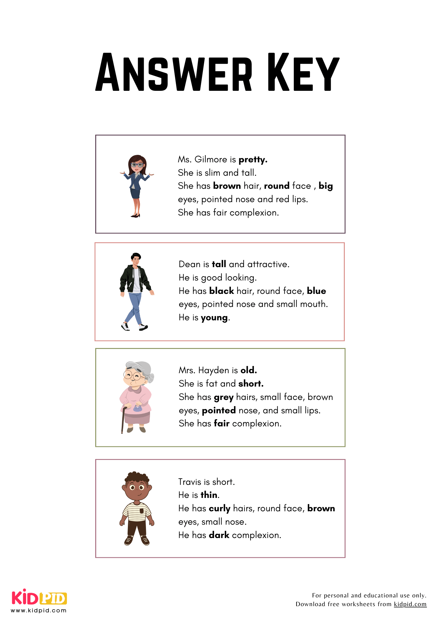 Describing People Adjectives Worksheet For Grade 2 Kidpid Describing People Adjectives Worksheet For Grade 2 Kidpid