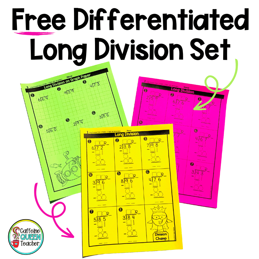 Differentiated Long Division Worksheets For FREE Caffeine Queen Teacher Differentiated Long Division Worksheets For FREE Caffeine Queen Teacher