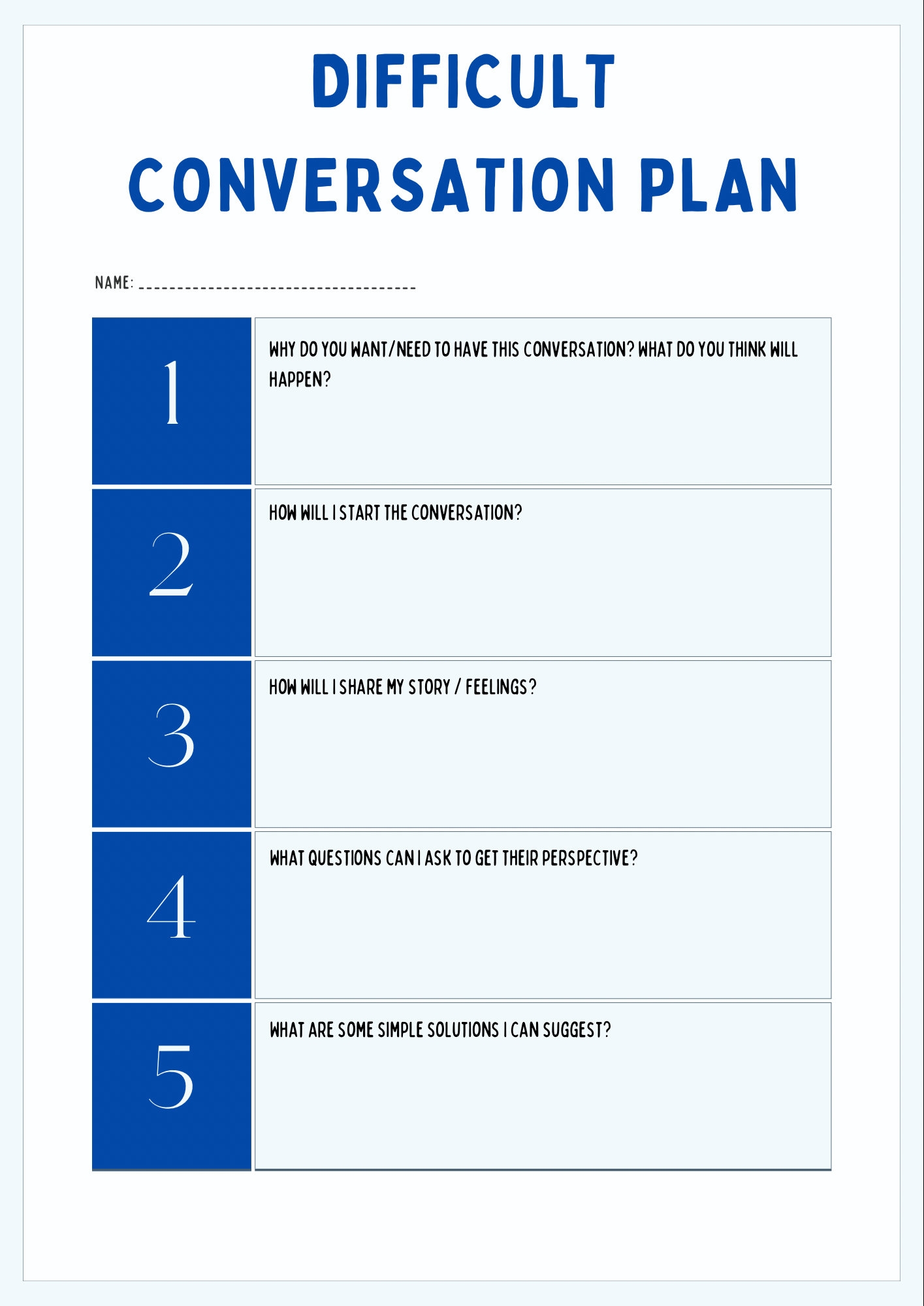 Difficult Conversation Plan Teen Therapy Adult Therapy Etsy Difficult Conversation Plan Teen Therapy Adult Therapy Etsy