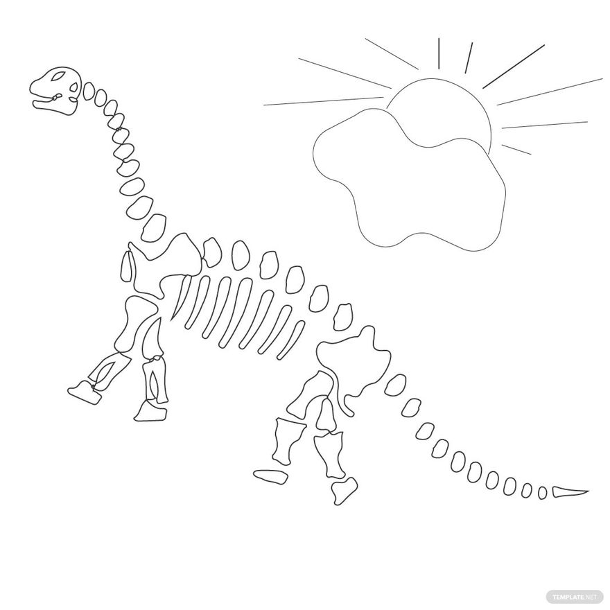 Dinosaur Skeleton Coloring Page In Illustrator SVG JPG EPS PNG Download Template
