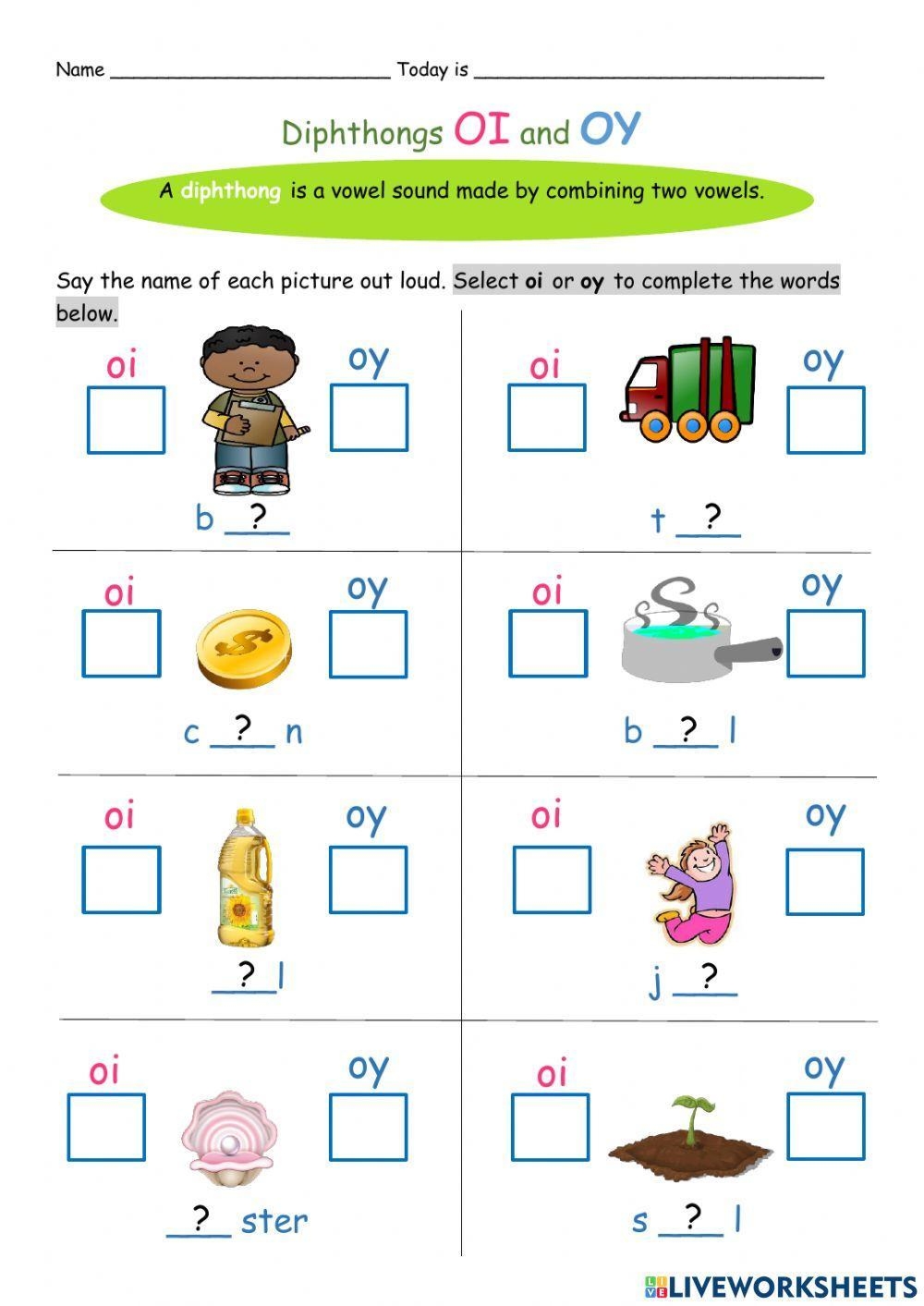 Free Printable Oi And Oy Worksheets Free Printable Oi And Oy Worksheets