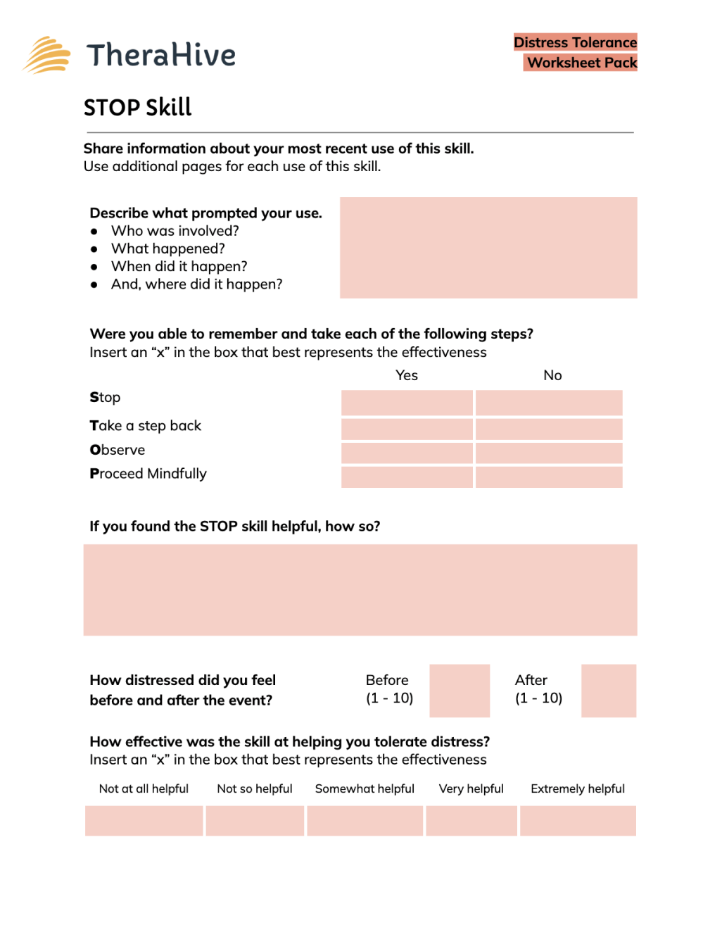 Distress Tolerance Worksheets