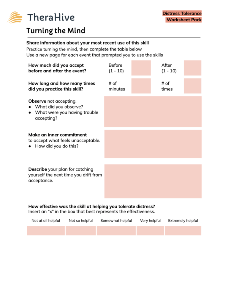 Distress Tolerance Worksheets