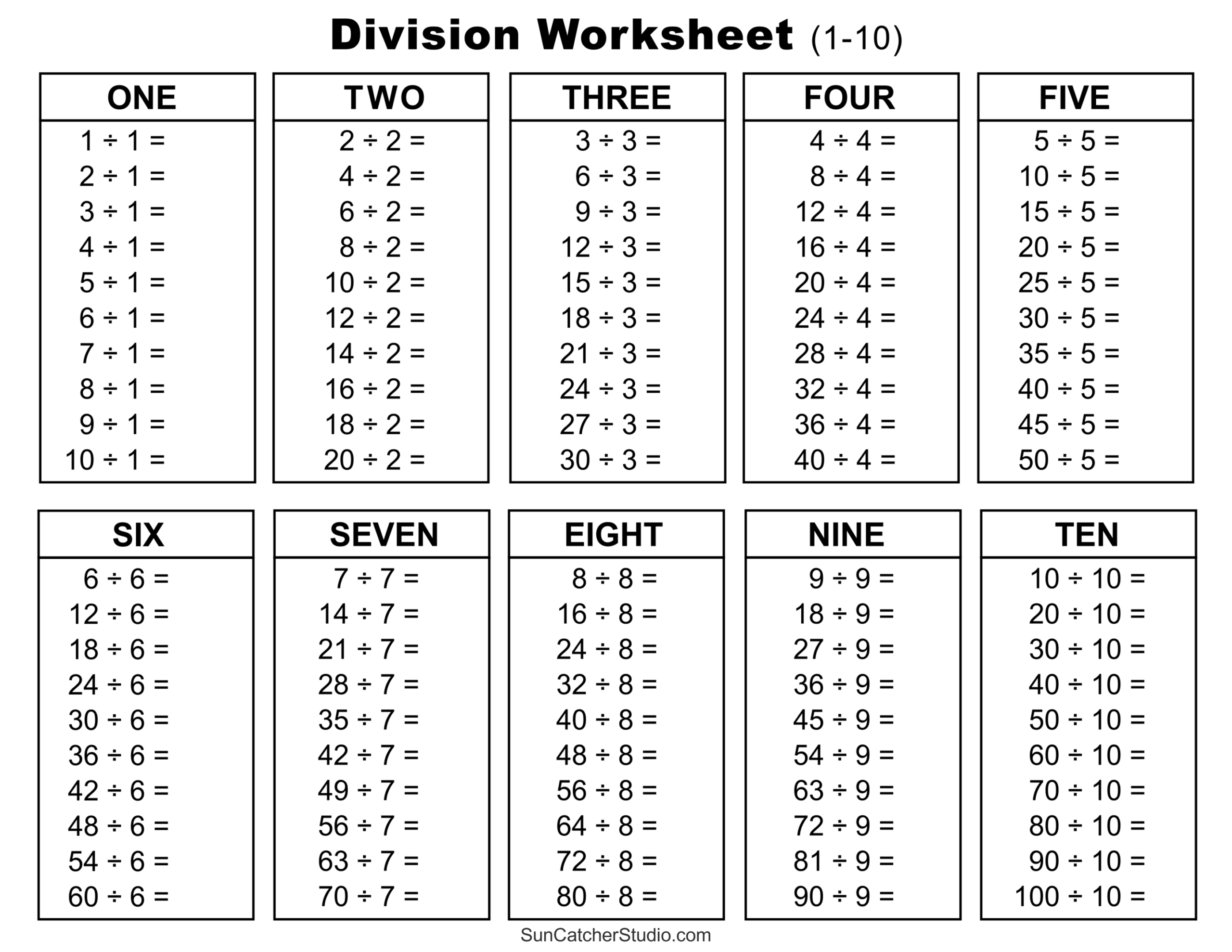 Division Charts And Tables Free Printable PDF Math Worksheets Division Charts And Tables Free Printable PDF Math Worksheets
