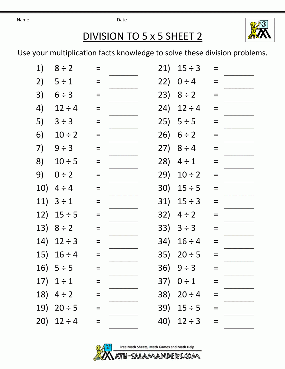 6th Grade Division Worksheets Printable