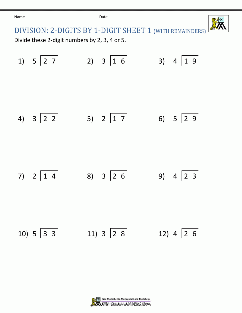 Division Worksheets 3rd Grade Division Worksheets 3rd Grade