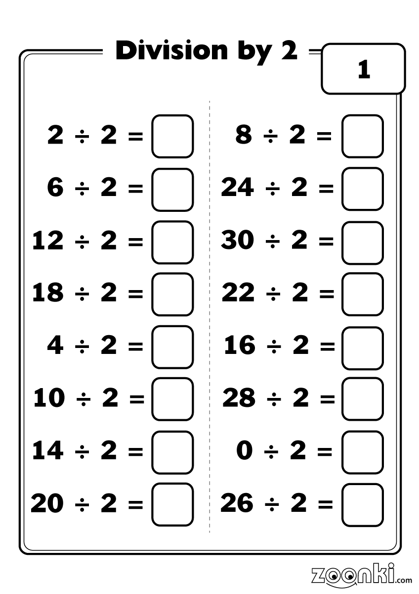 Division Worksheets Dividing By 2 Zoonki Worksheets Library