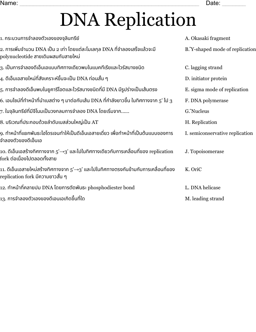 Printable Dna Replication Worksheet Printable Dna Replication Worksheet
