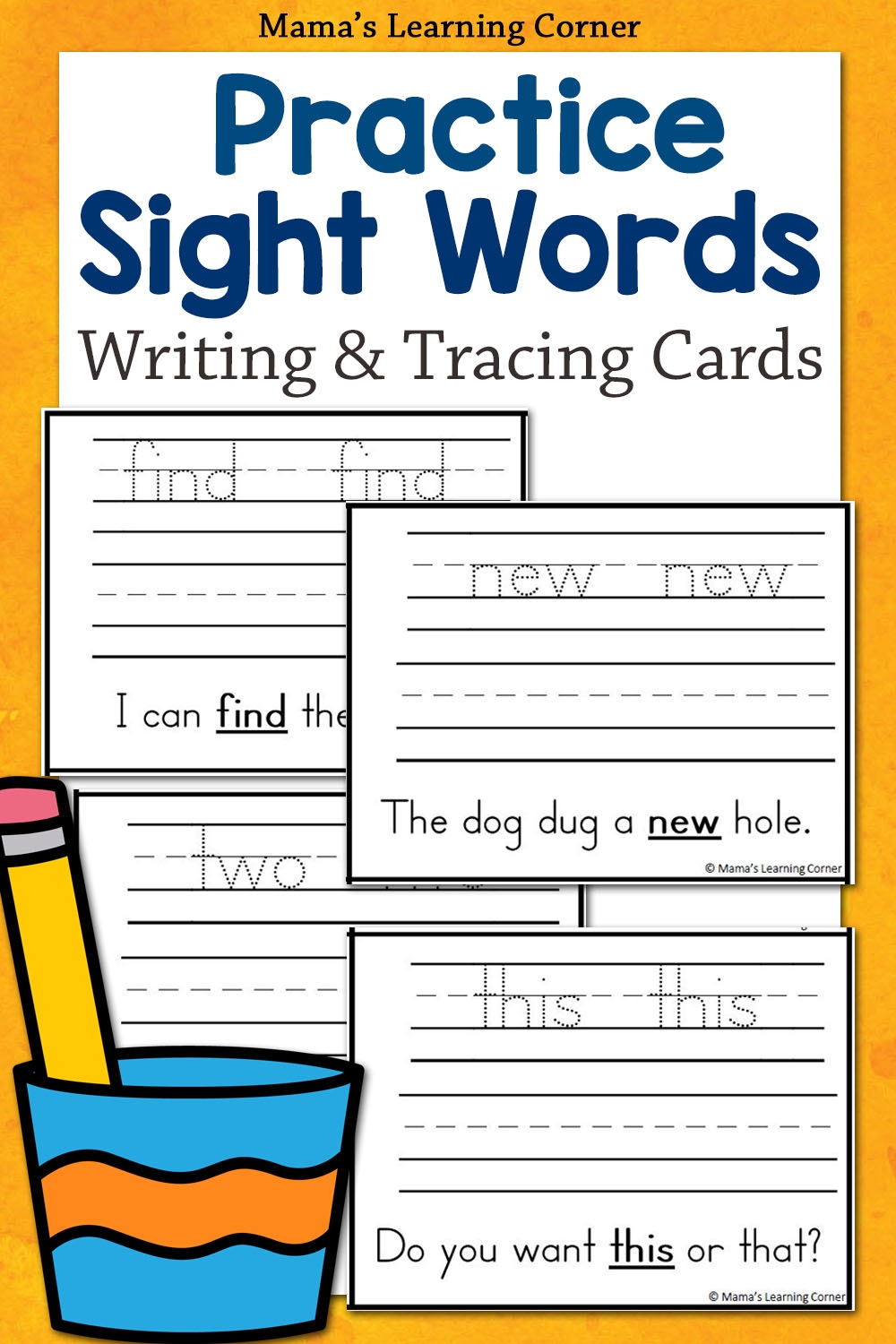 Dolch Sight Word Tracing And Writing Cards Mamas Learning Corner Dolch Sight Word Tracing And Writing Cards Mamas Learning Corner