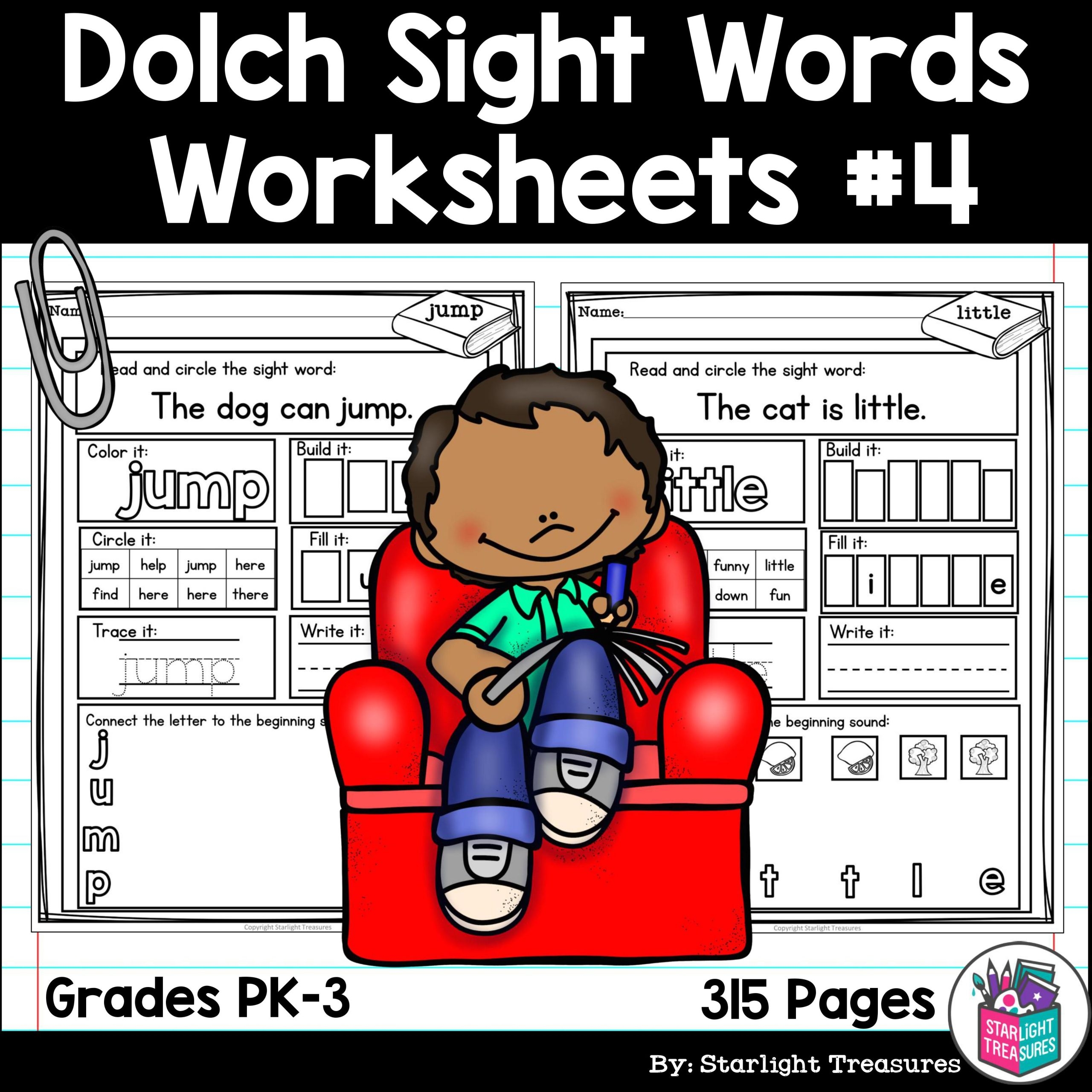 Kindergarten Dolch Sight Word Worksheets