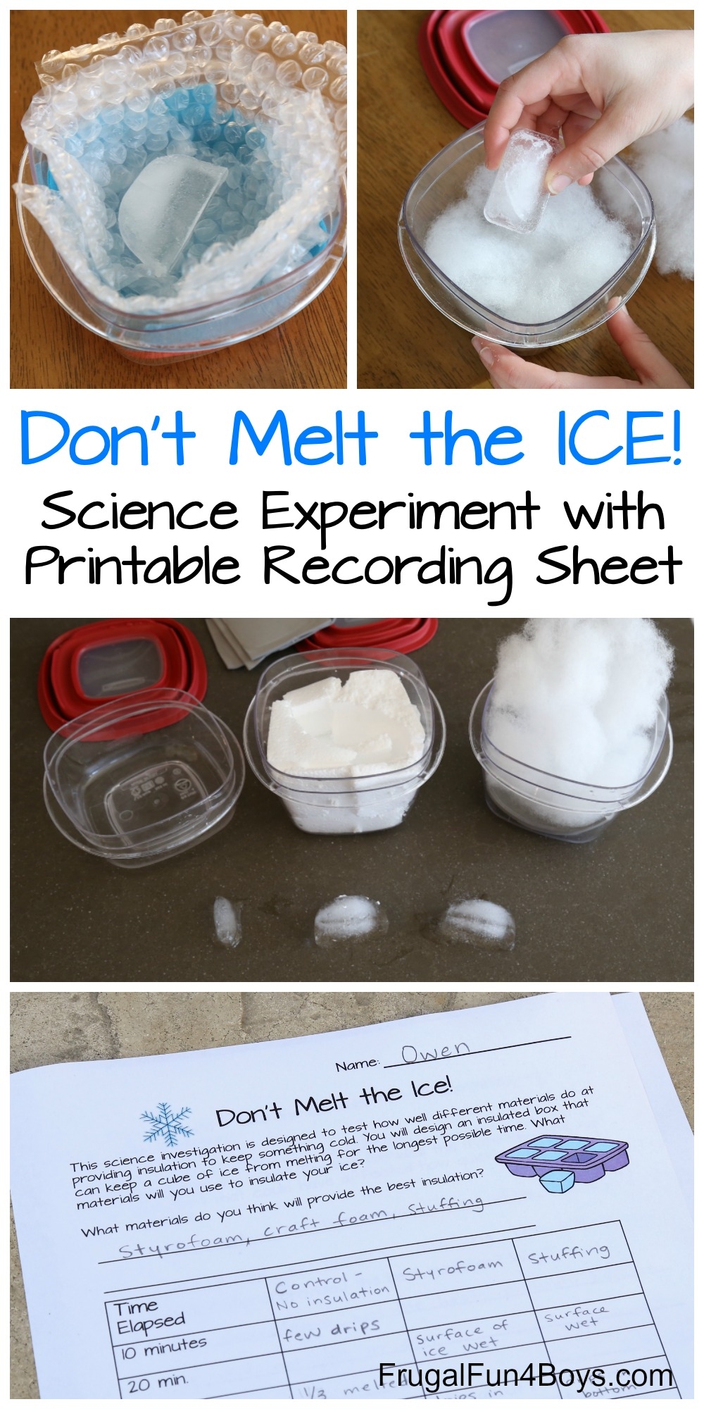 Don t Melt The Ice Science Experiment For Kids Frugal Fun For Boys And Girls