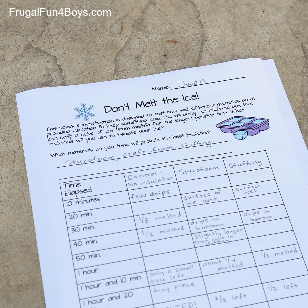 Dont Melt The Ice Science Experiment For Kids Frugal Fun For Worksheets Library