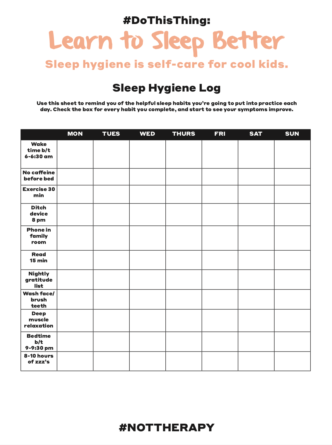 DoThisThing Learn To Sleep Better Not Therapy