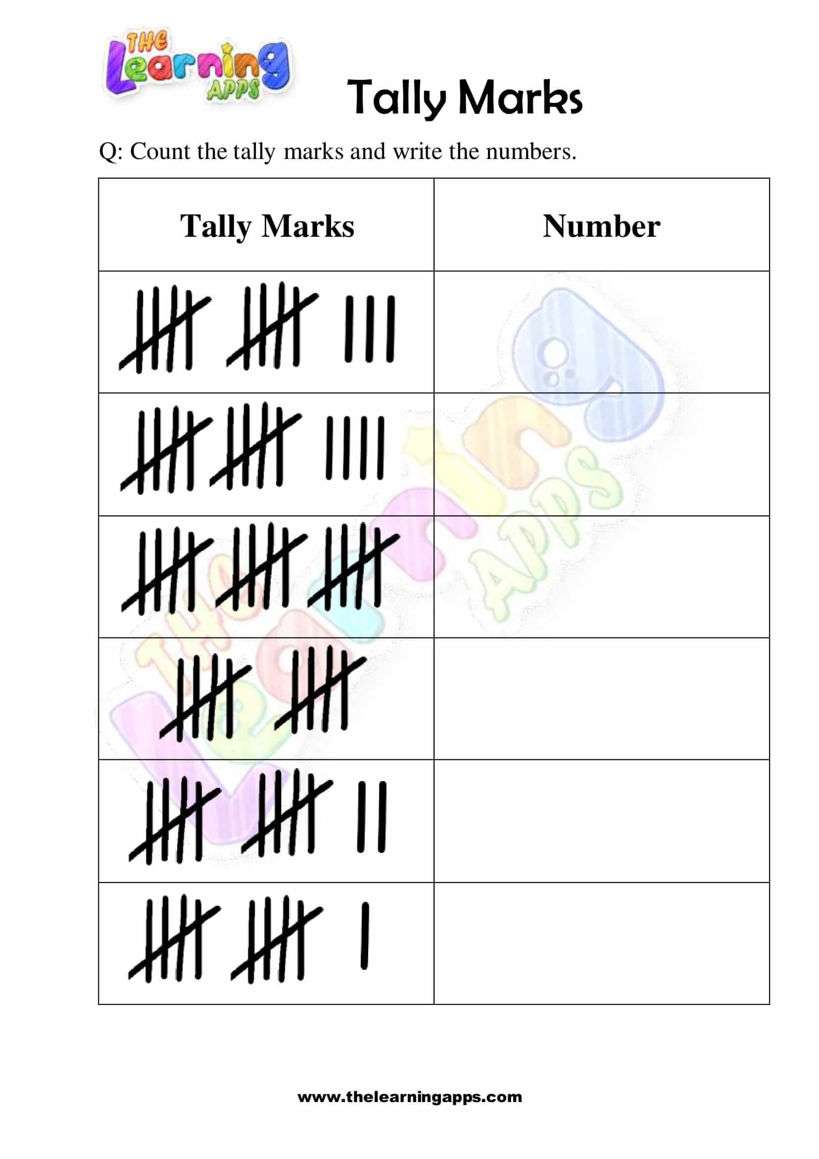 Printable Tally Mark Worksheet For Kindergarten Printable Tally Mark Worksheet For Kindergarten