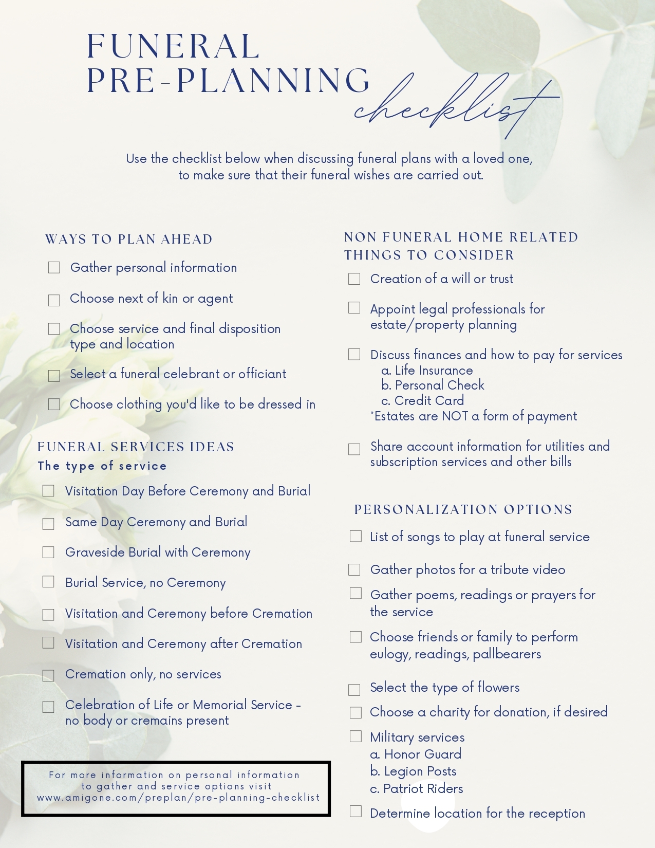 Download Our FREE Funeral Pre Planning Checklist Here Download Our FREE Funeral Pre Planning Checklist Here
