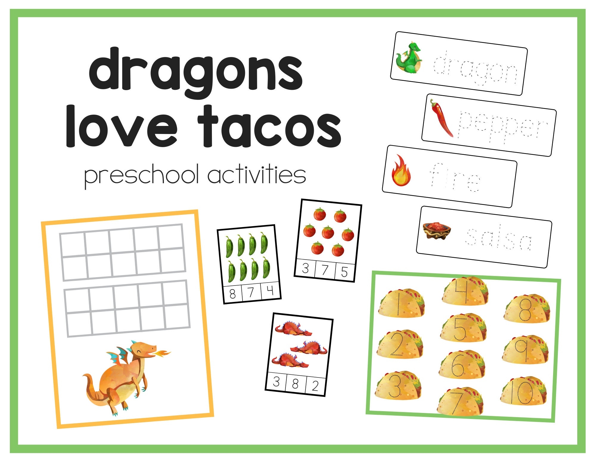 Dragons Love Tacos Preschool Activities Etsy Dragons Love Tacos Preschool Activities Etsy