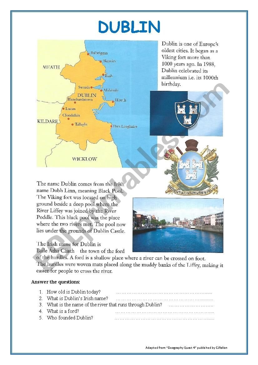 Dublin Reading Comprehension ESL Worksheet By Tomsmom Dublin Reading Comprehension ESL Worksheet By Tomsmom