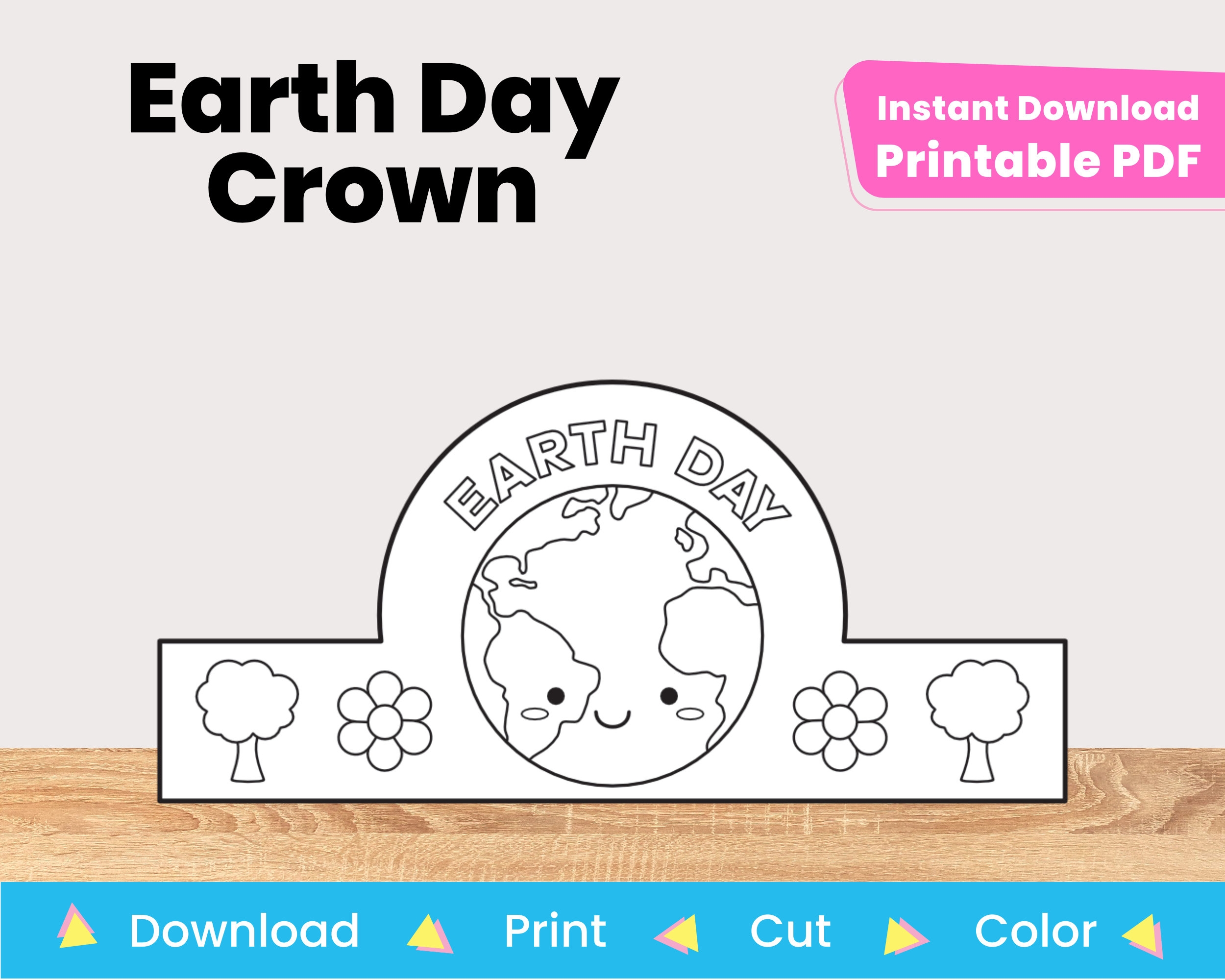 Earth Day Craft Printable Paper Crown Hat Template DIY Kids Earth Day Craft Printable Paper Crown Hat Template DIY Kids