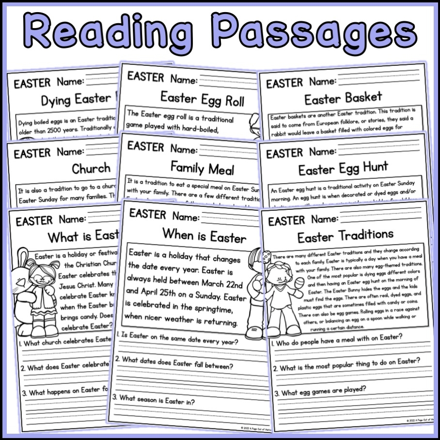 Easter Holidays Reading Comprehension Passages K 2 Made By Teachers