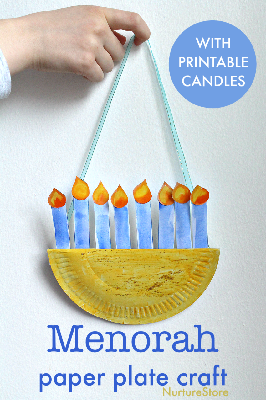 Easy Paper Plate Menorah Craft With Printable Template NurtureStore
