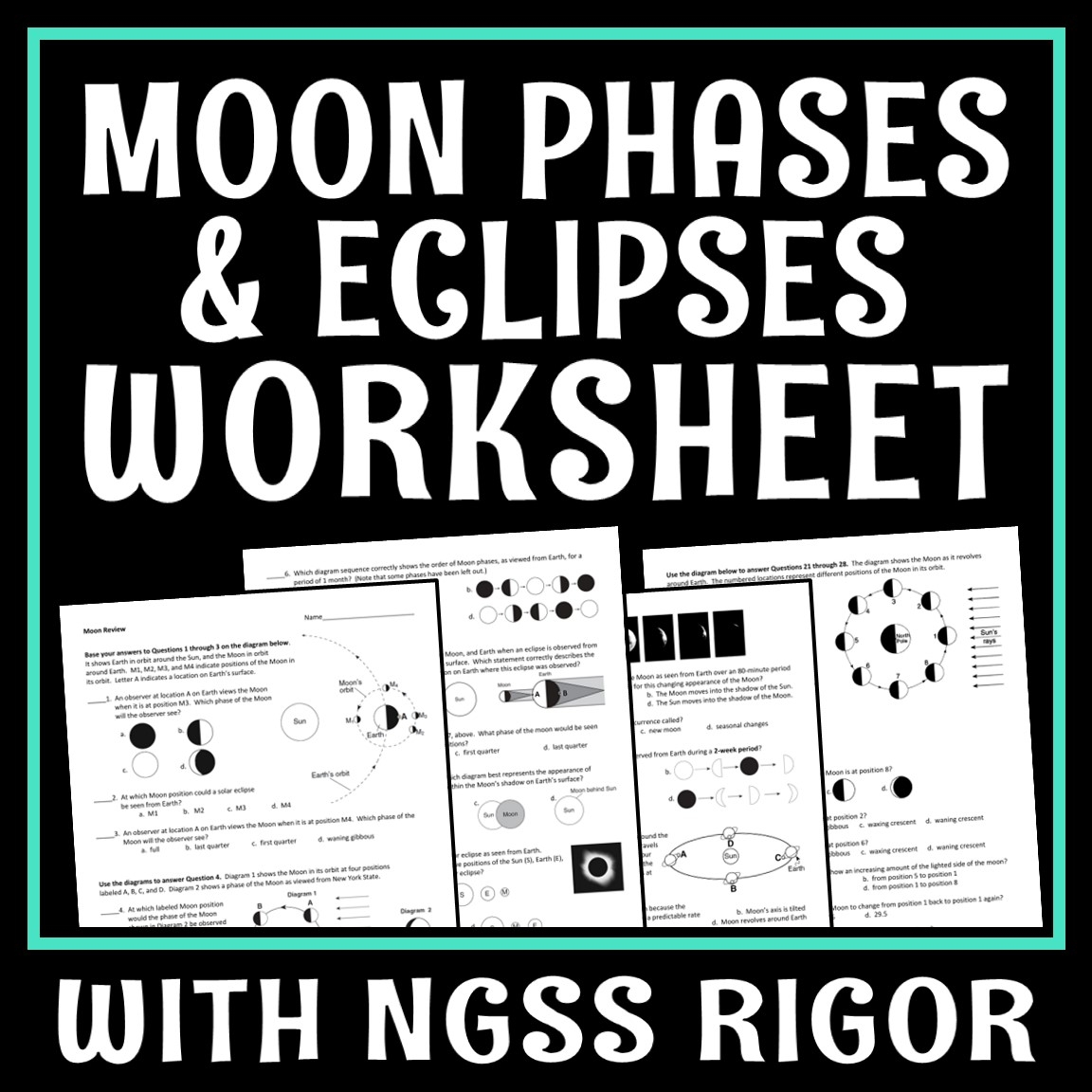 Eclipses And Moon Phases Worksheet Flying Colors Science