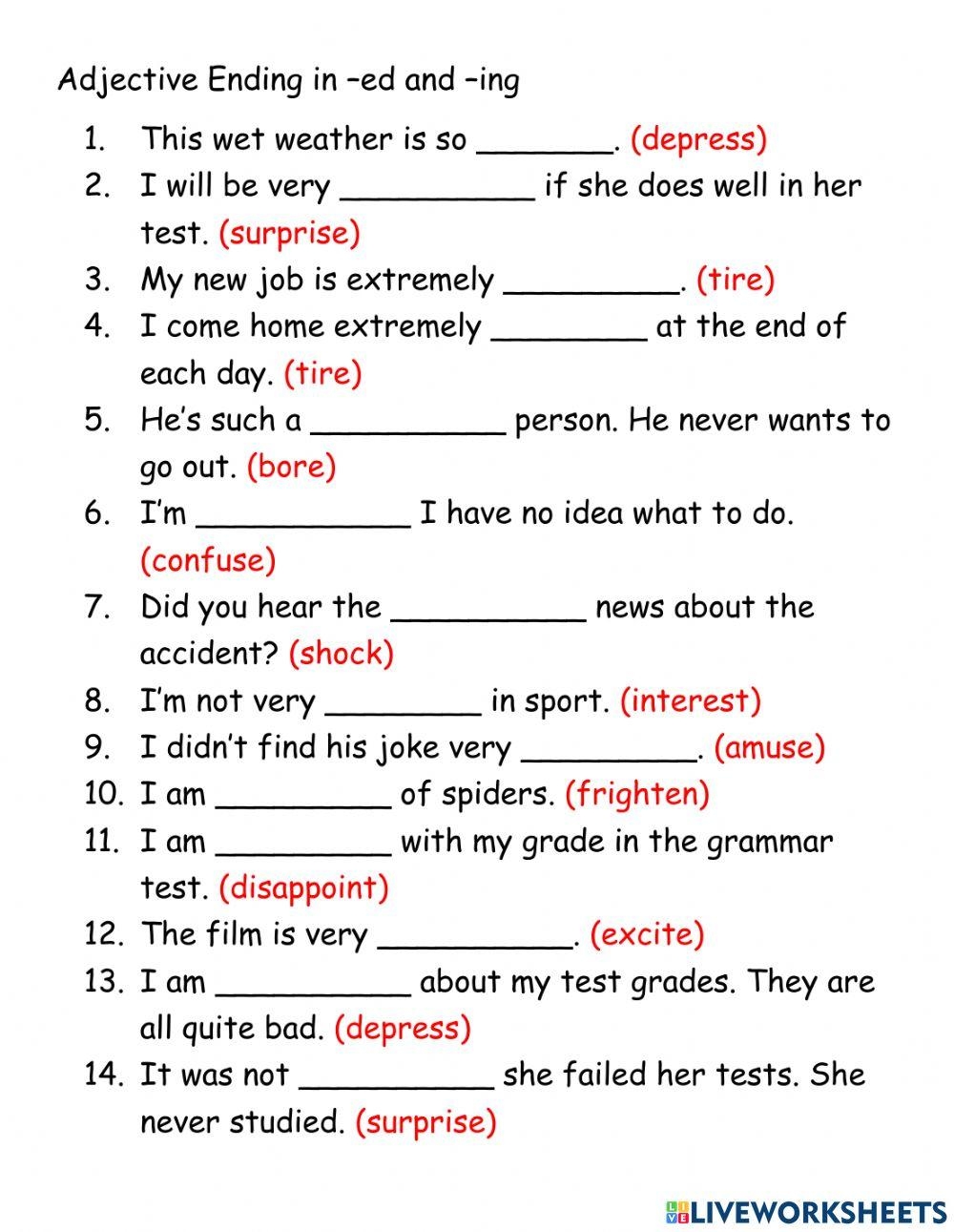 Ed And Ing Worksheet Live Worksheets Worksheets Library