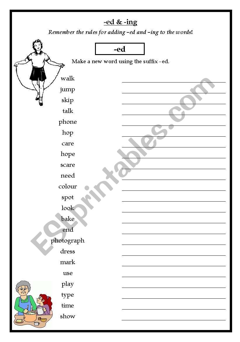 Ed U0026 ing Suffixes Worksheet ESL Worksheet By Nutmeg74