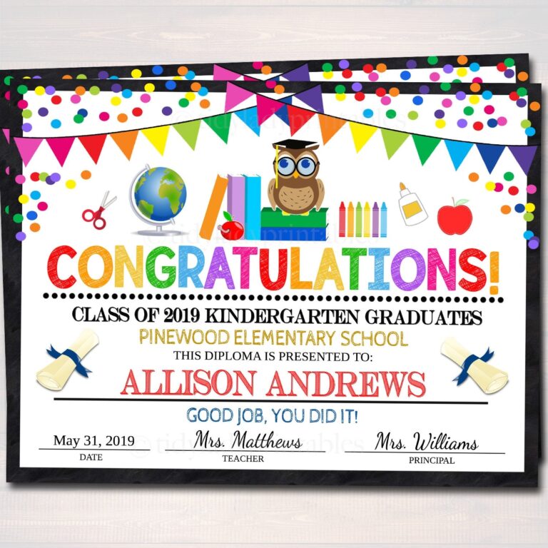 EDITABLE Graduation Certificate ANY GRADE Printable Diploma Kindergarten Preschool Prek Graduate School Graduation Ceremony Instant Download Etsy