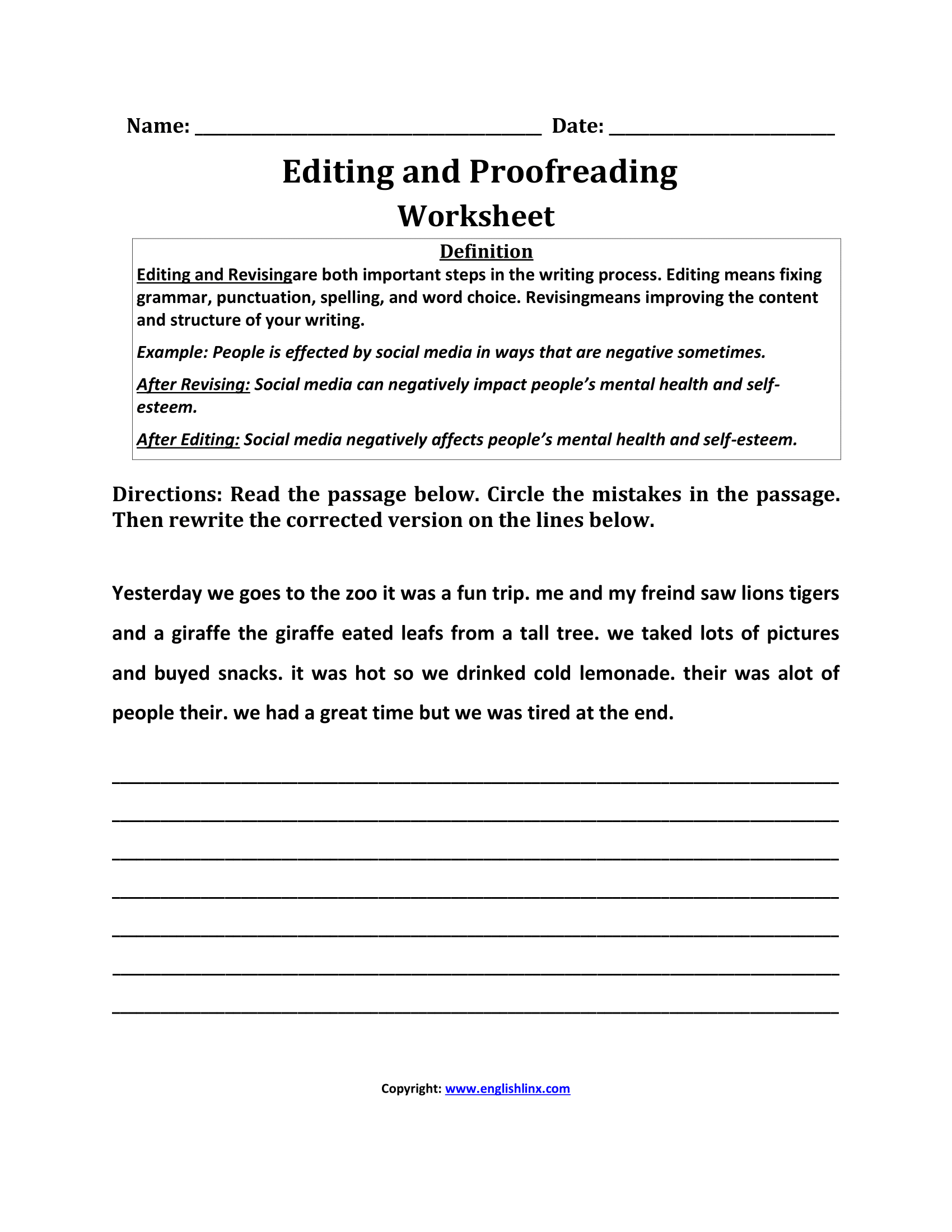 Editing Worksheets Free Printable Editing And Proofreading Practice Editing Worksheets Free Printable Editing And Proofreading Practice