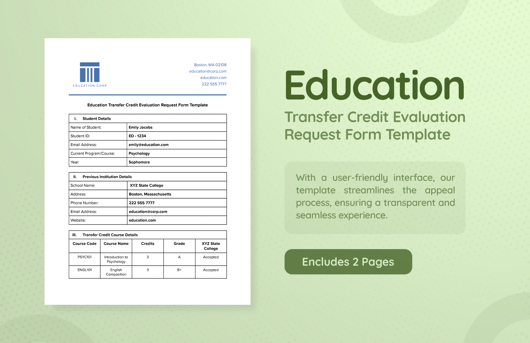 Education Transfer Credit Evaluation Request Form Template In Word PDF Google Docs Download Template