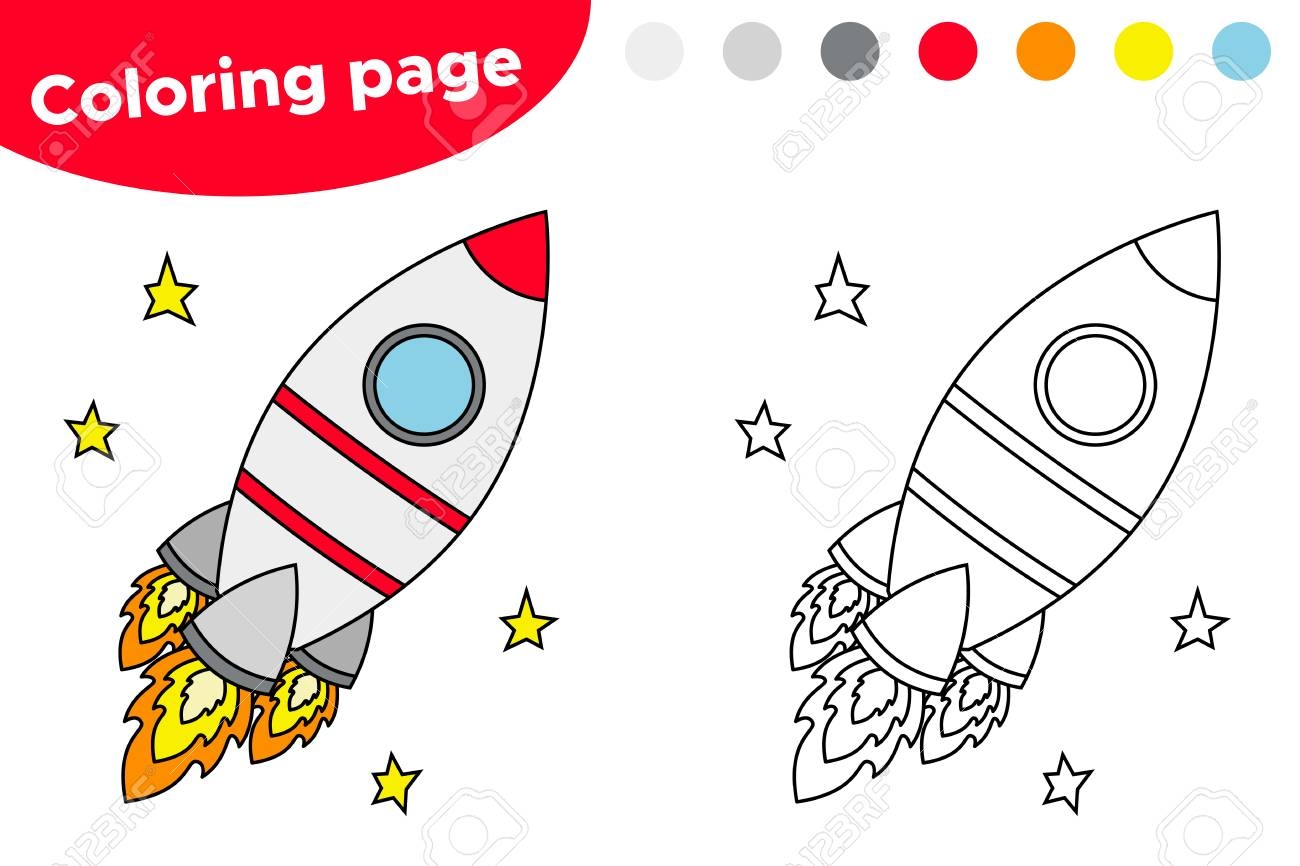 Educational Game For Preschool Kids Printable Coloring Page Or Book Cartoon Rocket Space Theme Vector Illustration Royalty Free SVG Cliparts Vectors And Stock Illustration Image 125229393 
