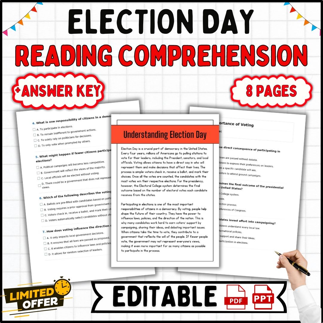 Election Day Reading Comprehension Passages And Questions 2nd To 
